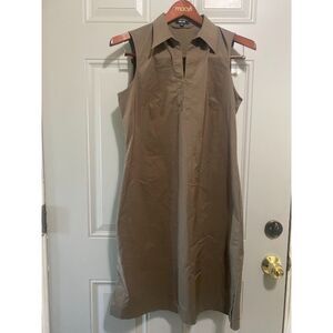 Jacob Women’s 13/14 Olive Brown Sleeveless Collared V-Neck Sheath Dress Used